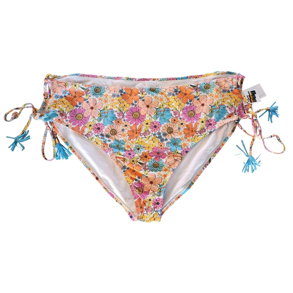 Time and Tru Women's Plus Size Printed Side Tie Bikini Swim Bottoms 3X NWT